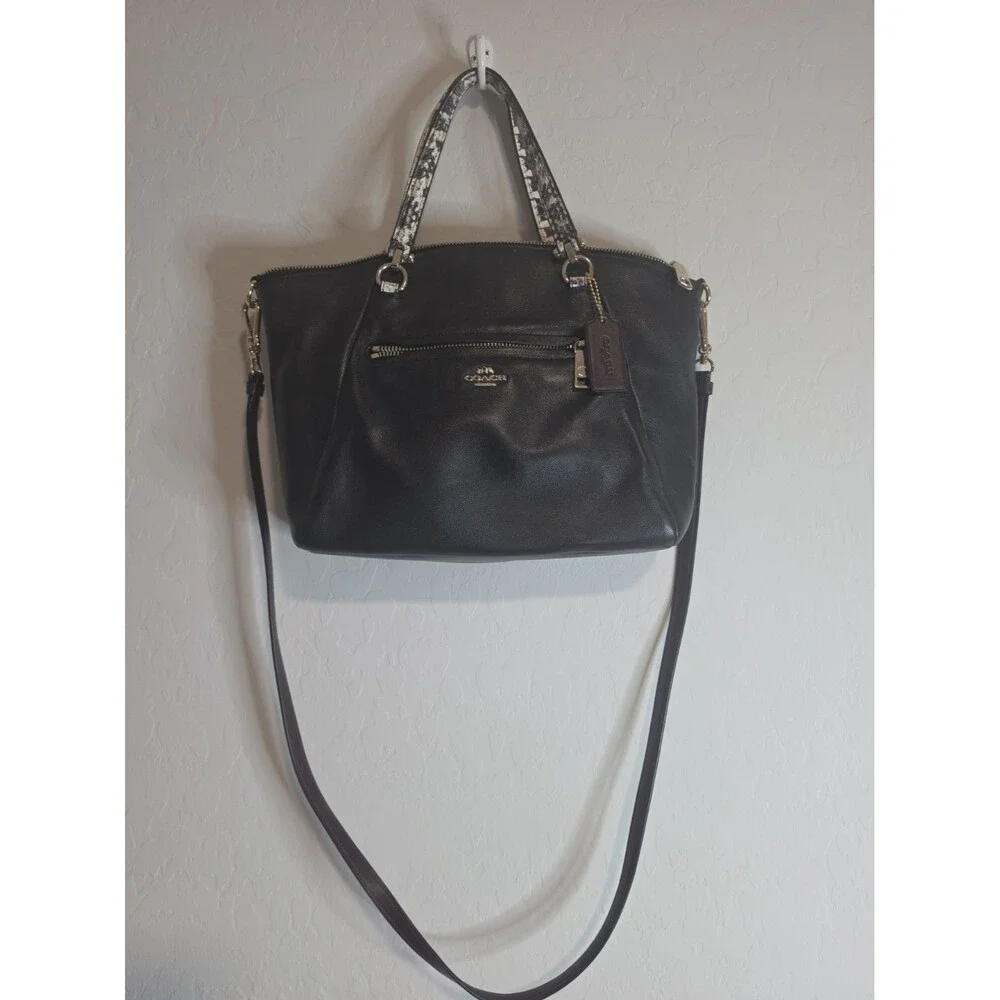 AUTHENTIC COACH PRAIRIE LEATHER SATCHEL ELBOW HANDBAG PURSE _BLACK